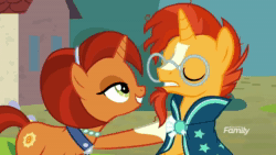 Size: 1280x720 | Tagged: safe, screencap, character:stellar flare, character:sunburst, species:pony, species:unicorn, episode:the parent map, g4, angry, angry horse noises, animated, discovery family logo, duo, eyes closed, female, frustrated, funny, glasses, grin, horse noises, horses doing horse things, male, mare, meme, mother and son, open mouth, sire's hollow, smiling, sound, stallion, sunburst is not amused, surprised, triggered, unamused, webm, whinny