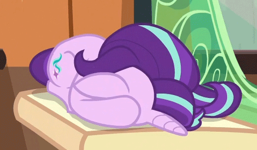 Size: 516x303 | Tagged: safe, screencap, character:starlight glimmer, species:pony, species:unicorn, episode:the parent map, g4, animated, covering face, cute, ear twitch, faceplant, female, floppy ears, glimmerbetes, horrible daughter, horses doing horse things, mare, prone, solo