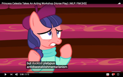 Size: 1280x800 | Tagged: safe, screencap, character:raspberry beret, episode:horse play, g4, my little pony: friendship is magic, antidisestablishmentarianism, charades, meme, text, youtube caption