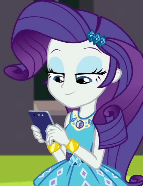 Size: 555x720 | Tagged: safe, screencap, character:rarity, episode:text support, g4, my little pony:equestria girls, animated, bracelet, cellphone, cropped, female, geode of shielding, gif, jewelry, magical geodes, nodding, phone, smartphone, solo, text support: rarity