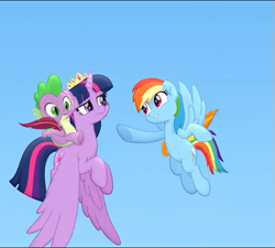 Size: 599x540 | Tagged: safe, screencap, character:rainbow dash, character:spike, character:twilight sparkle, character:twilight sparkle (alicorn), species:alicorn, species:dragon, species:pegasus, species:pony, my little pony: the movie (2017), cropped, female, male, mare, we got this together