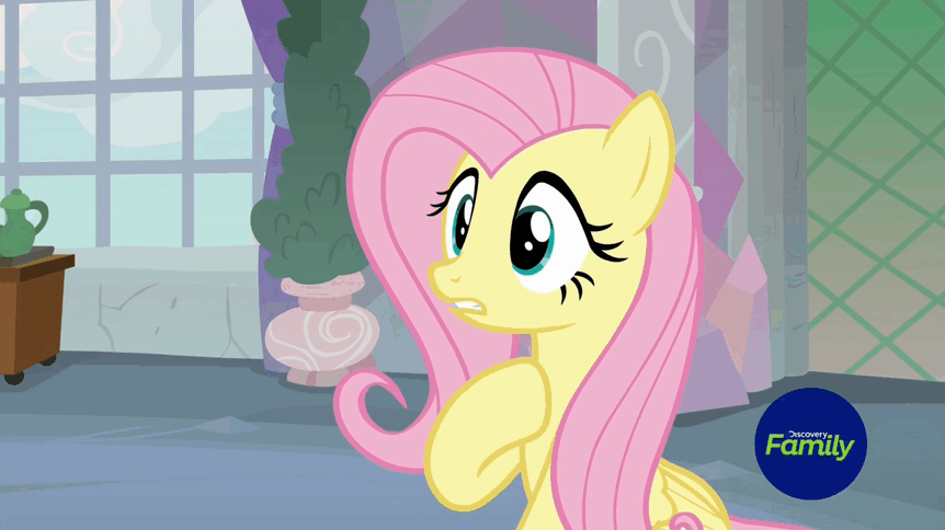 Size: 862x484 | Tagged: safe, screencap, character:fluttershy, character:spike, species:pony, episode:non-compete clause, g4, my little pony: friendship is magic, animated, camera, camera flash, gif, loop, shrunken pupils, squeans