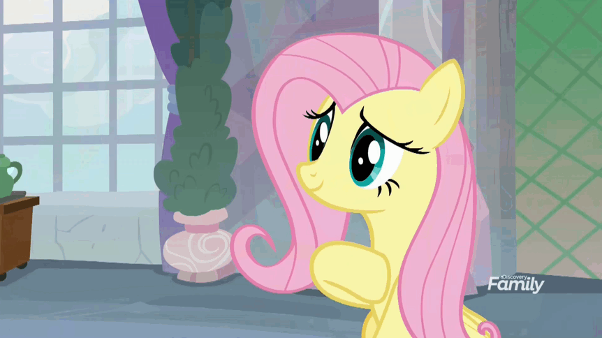 Size: 862x484 | Tagged: safe, screencap, character:fluttershy, species:pegasus, species:pony, episode:non-compete clause, episode:teacher of the month, g4, my little pony: friendship is magic, animated, cute, female, gif, giggling, happy, implied twilight sparkle, magic, mare, shyabetes, solo, telekinesis, trophy