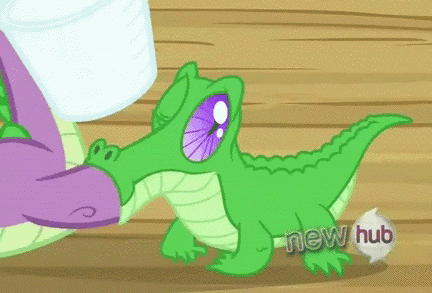 Size: 432x293 | Tagged: safe, screencap, character:gummy, character:spike, species:dragon, episode:just for sidekicks, g4, my little pony: friendship is magic, alligator, animated, feet, hub logo, out of context, season 3