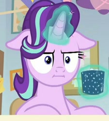 Size: 388x432 | Tagged: safe, screencap, character:starlight glimmer, species:pony, episode:marks for effort, g4, my little pony: friendship is magic, :i, empathy cocoa, faec, female, floppy ears, glowing horn, guidance counselor, i mean i see, mare, reaction image, solo