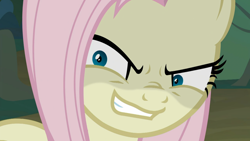 Size: 1920x1080 | Tagged: safe, screencap, character:fluttershy, character:mean fluttershy, species:pegasus, species:pony, episode:the mean 6, g4, my little pony: friendship is magic, adoracreepy, clone, crazy face, creepy, cute, everfree forest, evil grin, faec, female, flutterbitch, grin, mare, pure unfiltered evil, rapeface, shyabetes, smiling