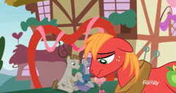 Size: 1365x724 | Tagged: safe, screencap, character:big mcintosh, character:boulder, character:maud pie, character:mudbriar, species:earth pony, species:pony, ship:maudbriar, episode:the break up break down, balloon, cargo ship, continuity, discovery family logo, female, holding hooves, male, mare, shipping, spoiler, stallion, stick, stick and stone, straight, twiggy (pet), ♪