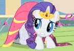 Size: 145x101 | Tagged: safe, screencap, character:rarity, species:pony, species:unicorn, episode:a bird in the hoof, g4, my little pony: friendship is magic, animated, clothing, dress, female, gala dress, gif, jewelry, mare, scared, shaking, solo, tiara