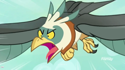 Size: 1920x1080 | Tagged: safe, screencap, species:bird, species:roc, episode:molt down, g4, my little pony: friendship is magic, diving, flying, open beak, screech, solo, tongue out