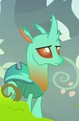 Size: 191x293 | Tagged: safe, screencap, species:changeling, species:reformed changeling, episode:school daze, g4, my little pony: friendship is magic, background changeling, cornicle, cropped, solo
