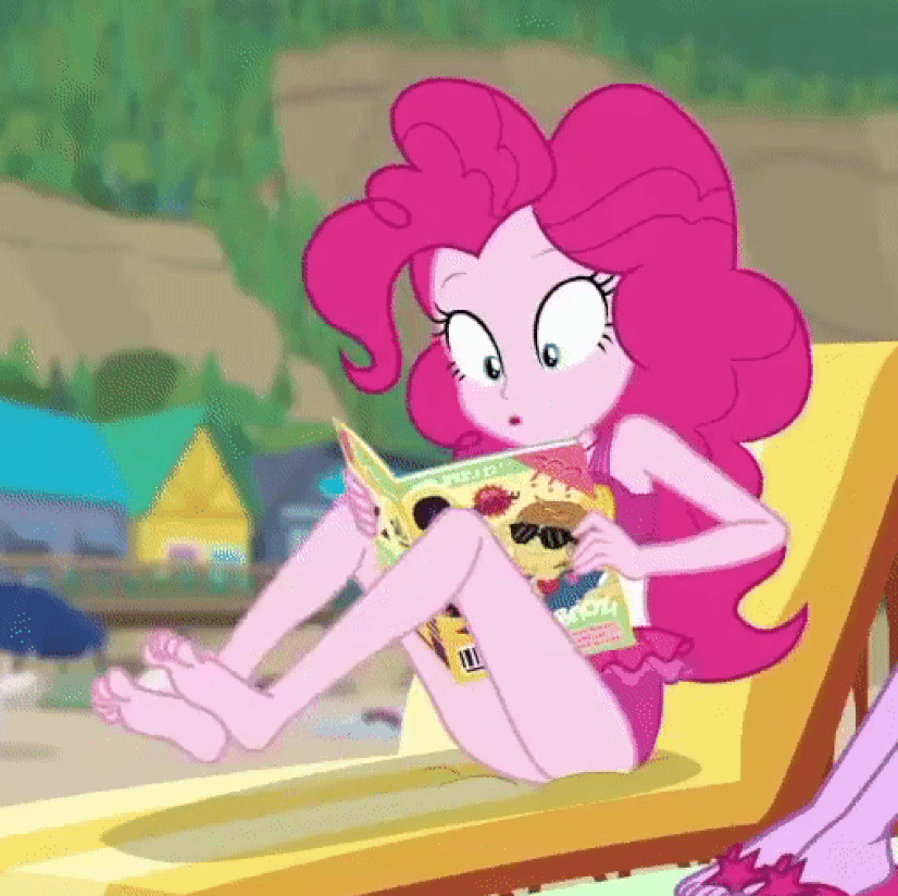 Size: 826x824 | Tagged: safe, screencap, character:pinkie pie, episode:friendship math, g4, my little pony:equestria girls, animated, barefoot, clothing, cropped, feet, gif, legs, solo, swimsuit