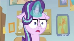 Size: 1656x917 | Tagged: safe, screencap, character:starlight glimmer, species:pony, species:unicorn, episode:marks for effort, g4, my little pony: friendship is magic, faec, female, floppy ears, frown, glare, glowing horn, i mean i see, mare, open mouth, solo, wide eyes
