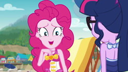 Size: 1280x720 | Tagged: safe, screencap, character:pinkie pie, character:twilight sparkle, character:twilight sparkle (scitwi), species:eqg human, episode:friendship math, g4, my little pony:equestria girls, clothing, duo, duo female, female, swimsuit