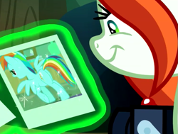 Size: 813x615 | Tagged: safe, screencap, character:crackle cosette, character:queen chrysalis, character:rainbow dash, episode:the mean 6, g4, my little pony: friendship is magic, butt shot, camera, chrysalis' picture, disguise, disguised changeling, meme origin, out of context, picture, plot