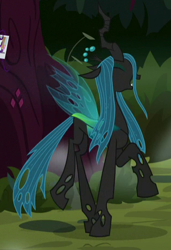 Size: 317x464 | Tagged: safe, screencap, character:queen chrysalis, species:changeling, episode:the mean 6, g4, my little pony: friendship is magic, changeling queen, cropped, everfree forest, female, prancing