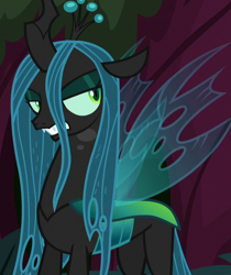 Size: 602x718 | Tagged: safe, screencap, character:queen chrysalis, species:changeling, episode:the mean 6, g4, my little pony: friendship is magic, angry, annoyed, changeling queen, cropped, everfree forest, female, former queen chrysalis, gritted teeth, irritated, solo