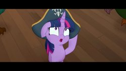 Size: 1280x720 | Tagged: safe, screencap, character:twilight sparkle, character:twilight sparkle (alicorn), species:alicorn, species:pony, my little pony: the movie (2017), clothing, cute, hat, pirate hat, solo, twiabetes
