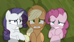 Size: 1280x720 | Tagged: safe, screencap, character:mean applejack, character:mean pinkie pie, character:mean rarity, episode:the mean 6, g4, my little pony: friendship is magic, clone, scared, shadow