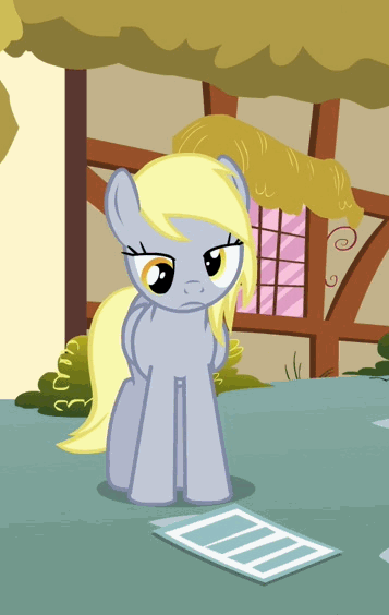 Size: 357x564 | Tagged: safe, screencap, character:derpy hooves, species:pegasus, species:pony, episode:hurricane fluttershy, g4, my little pony: friendship is magic, animated, cropped, female, frown, gif, mare, reading, solo