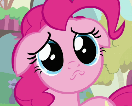 Size: 505x405 | Tagged: safe, screencap, character:pinkie pie, species:earth pony, species:pony, episode:a friend in deed, g4, my little pony: friendship is magic, animated, cute, diapinkes, eye shimmer, female, floppy ears, gif, mare, puppy dog eyes, sad, sadorable, solo
