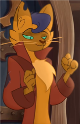Size: 506x782 | Tagged: safe, screencap, character:capper dapperpaws, species:abyssinian, species:anthro, my little pony: the movie (2017), clothing, coat, cropped, male, solo, whiskers