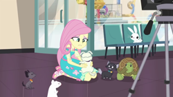 Size: 1280x720 | Tagged: safe, screencap, character:angel bunny, character:fluttershy, species:dog, episode:outtakes, g4, my little pony:equestria girls, cat, feet, pup-pup, sandals, turtle