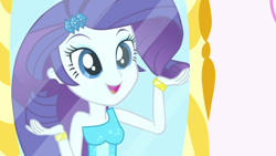 Size: 1280x720 | Tagged: safe, screencap, character:rarity, episode:make up shake up, eqg summertime shorts, g4, my little pony:equestria girls, bracelet, cute, fall formal outfits, female, hair, jewelry, mirror, raribetes, solo