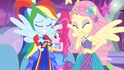 Size: 1366x768 | Tagged: safe, screencap, character:fluttershy, character:rainbow dash, equestria girls:rollercoaster of friendship, g4, my little pony:equestria girls, female, ponied up, shipping fuel