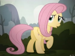 Size: 4032x3024 | Tagged: safe, screencap, character:fluttershy, species:pegasus, species:pony, episode:it ain't easy being breezies, g4, my little pony: friendship is magic, cropped, female, folded wings, mare, plot, solo, tree