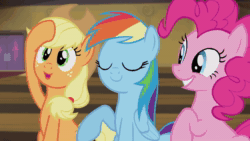 Size: 1280x720 | Tagged: safe, screencap, character:applejack, character:fluttershy, character:pinkie pie, character:rainbow dash, character:rarity, character:twilight sparkle, character:twilight sparkle (alicorn), species:alicorn, species:pony, episode:rarity takes manehattan, g4, my little pony: friendship is magic, animated, cute, dashabetes, loop-de-loop, mane six, sound, webm