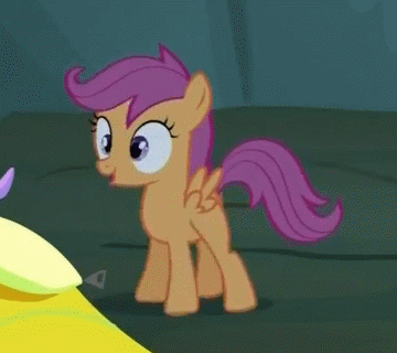 Size: 360x320 | Tagged: safe, screencap, character:scootaloo, species:pegasus, species:pony, episode:sleepless in ponyville, g4, my little pony: friendship is magic, animated, cute, cutealoo, dancing, happy