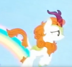 Size: 872x811 | Tagged: safe, screencap, character:autumn blaze, species:kirin, episode:sounds of silence, g4, my little pony: friendship is magic, season 8, cropped, female, rainbow, solo