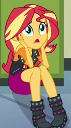 Size: 335x598 | Tagged: safe, screencap, character:sunset shimmer, episode:driving miss shimmer, g4, my little pony:equestria girls, cropped, solo