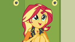 Size: 1280x720 | Tagged: safe, screencap, character:sunset shimmer, episode:driving miss shimmer, g4, my little pony:equestria girls, cute, geode of empathy, shimmerbetes, solo