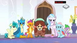 Size: 1920x1080 | Tagged: safe, screencap, character:gallus, character:ocellus, character:sandbar, character:silverstream, character:smolder, character:spike, character:yona, species:dragon, episode:a matter of principals, g4, my little pony: friendship is magic, boomerang (tv channel), student six, winged spike