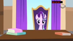 Size: 1920x1080 | Tagged: safe, screencap, character:starlight glimmer, episode:a matter of principals, g4, my little pony: friendship is magic, book, boomerang (tv channel), desk, solo