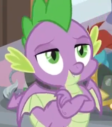 Size: 640x720 | Tagged: safe, screencap, character:spike, species:dragon, episode:a matter of principals, g4, my little pony: friendship is magic, cropped, crossed arms, smiling, winged spike, wings