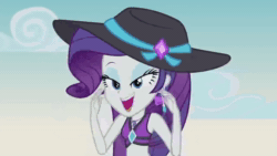 Size: 1280x720 | Tagged: safe, screencap, character:rarity, episode:lost and found, g4, my little pony:equestria girls, animated, clothing, geode of shielding, solo, sound, swimsuit, webm