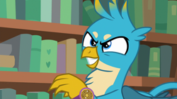 Size: 1280x720 | Tagged: safe, screencap, character:gallus, species:griffon, episode:a matter of principals, g4, my little pony: friendship is magic, >:), >:d, adorabolical, cute, evil grin, gallabetes, grin, happy, smiling, smirk, solo
