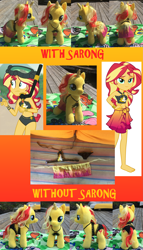 Size: 3333x5827 | Tagged: safe, artist:ejlightning007arts, screencap, character:sunset shimmer, species:pony, species:unicorn, episode:unsolved selfie mysteries, equestria girls:forgotten friendship, g4, my little pony:equestria girls, beach towel, bikini, build-a-bear, clothing, costume, custom, female, handmade, irl, mare, photo, plushie, sarong, solo, summer sunset, swimsuit, toy