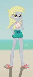 Size: 195x457 | Tagged: safe, screencap, character:derpy hooves, my little pony:equestria girls, aww... baby turtles, clothing, feet, flip-flops, midriff, sandals, swimsuit