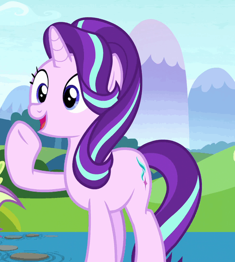 Size: 484x540 | Tagged: safe, screencap, character:starlight glimmer, species:pony, species:unicorn, episode:a matter of principals, g4, my little pony: friendship is magic, animated, cropped, greeting, solo