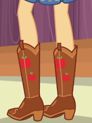 Size: 238x319 | Tagged: safe, screencap, character:applejack, episode:constructive criticism, g4, my little pony:equestria girls, boots, cropped, legs, pictures of legs, shoes