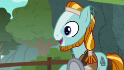 Size: 1280x720 | Tagged: safe, screencap, character:rockhoof, species:earth pony, species:pony, episode:campfire tales, g4, my little pony: friendship is magic, beard, cute, cutehoof, ear twitch, facial hair, male, smiling, solo, stallion