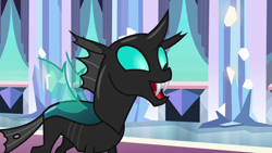 Size: 1280x720 | Tagged: safe, screencap, character:thorax, species:changeling, episode:the times they are a changeling, g4, my little pony: friendship is magic, happy, male, open mouth, solo