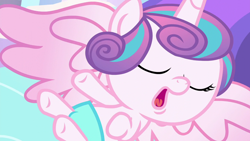 Size: 1280x720 | Tagged: safe, screencap, character:princess flurry heart, species:alicorn, species:pony, episode:the crystalling, g4, my little pony: friendship is magic, baby, baby pony, cuddly, cute, cutest pony alive, cutest pony ever, dawwww, eyes closed, female, flurrybetes, huggable, open mouth, sleepy, yawn