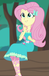 Size: 401x615 | Tagged: safe, screencap, character:fluttershy, episode:text support, g4, my little pony:equestria girls, cropped, female, geode of fauna, solo, text support: fluttershy