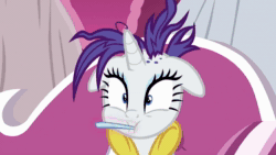 Size: 1280x720 | Tagged: safe, screencap, character:opalescence, character:rarity, character:twilight sparkle, character:twilight sparkle (alicorn), species:alicorn, species:pony, species:unicorn, episode:it isn't the mane thing about you, g4, my little pony: friendship is magic, animated, carousel boutique, comforting, couch, floppy ears, food, glowing horn, hug, ice cream, levitation, magic, sound, spoon, telekinesis, webm