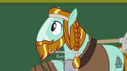 Size: 1280x720 | Tagged: safe, screencap, species:earth pony, species:pony, episode:a rockhoof and a hard place, g4, my little pony: friendship is magic, beard, braid, credits, facial hair, french, kaita mpambara, male, moustache, rockhoof's shovel, stallion