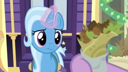 Size: 1280x720 | Tagged: safe, screencap, character:starlight glimmer, character:trixie, species:pony, species:unicorn, episode:on the road to friendship, female, food, mare, solo focus, trixie's wagon